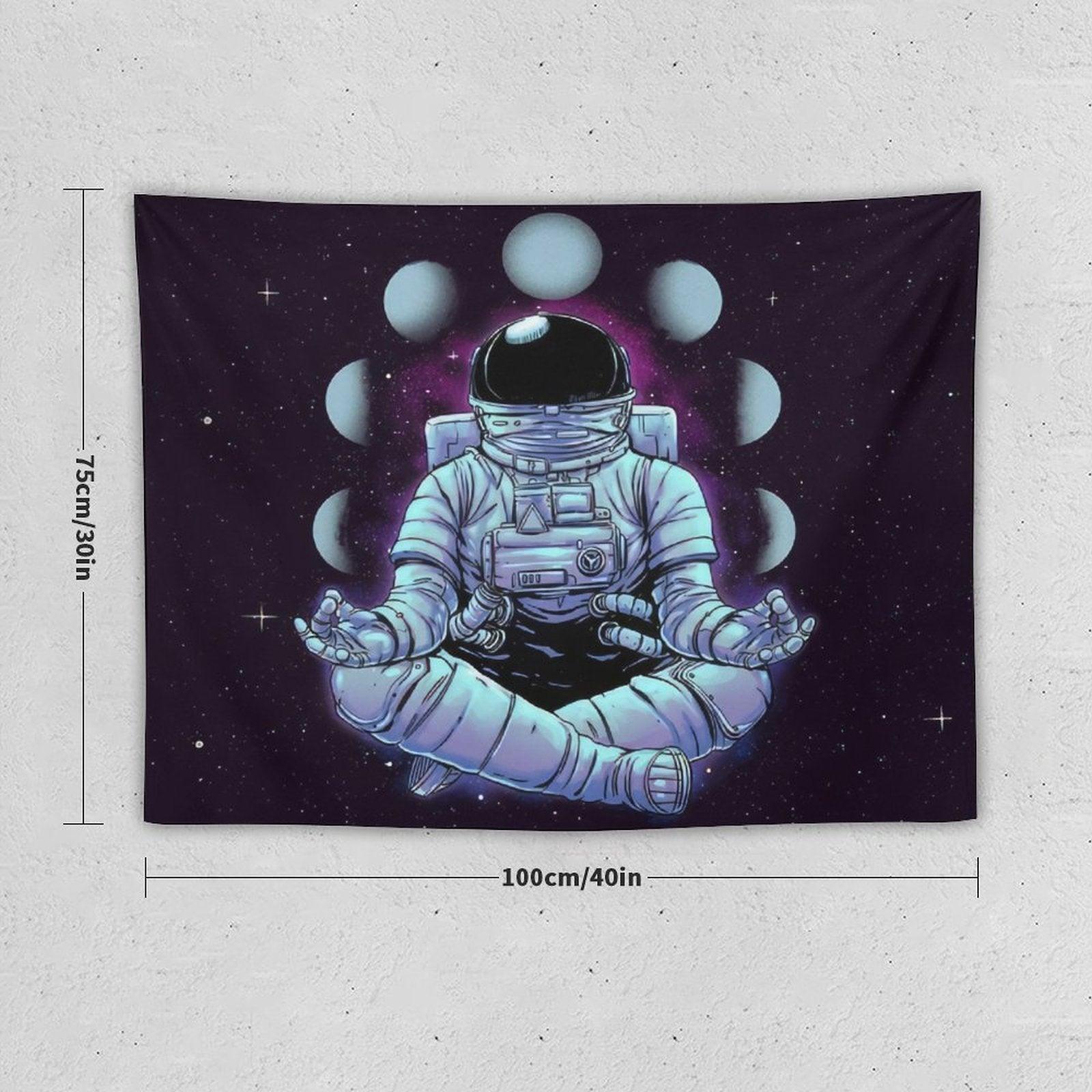 Astronaut Meditation Moon Phases Tapestry