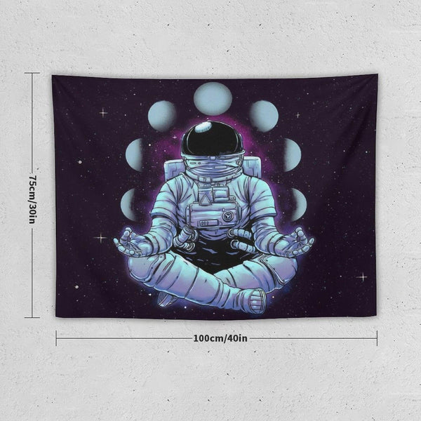 Astronaut Meditation Moon Phases Tapestry