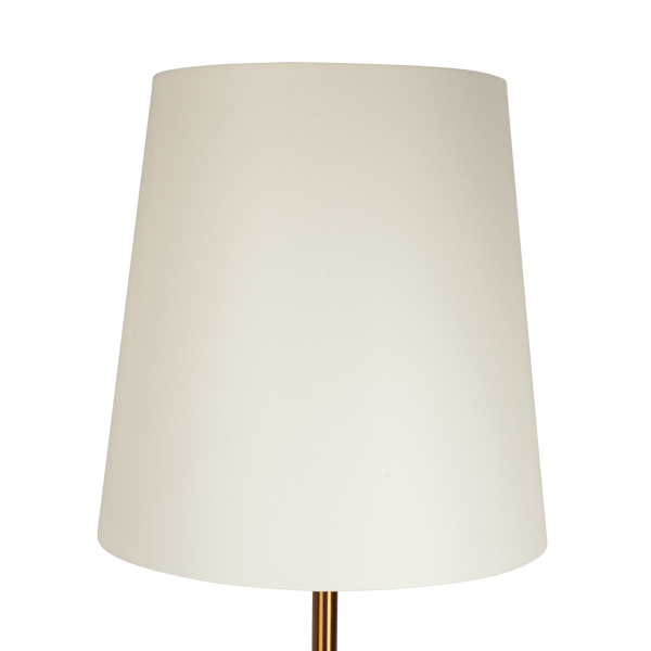 Celestial Modern Floor Lamp with Brass Accent Table and Large White Shade