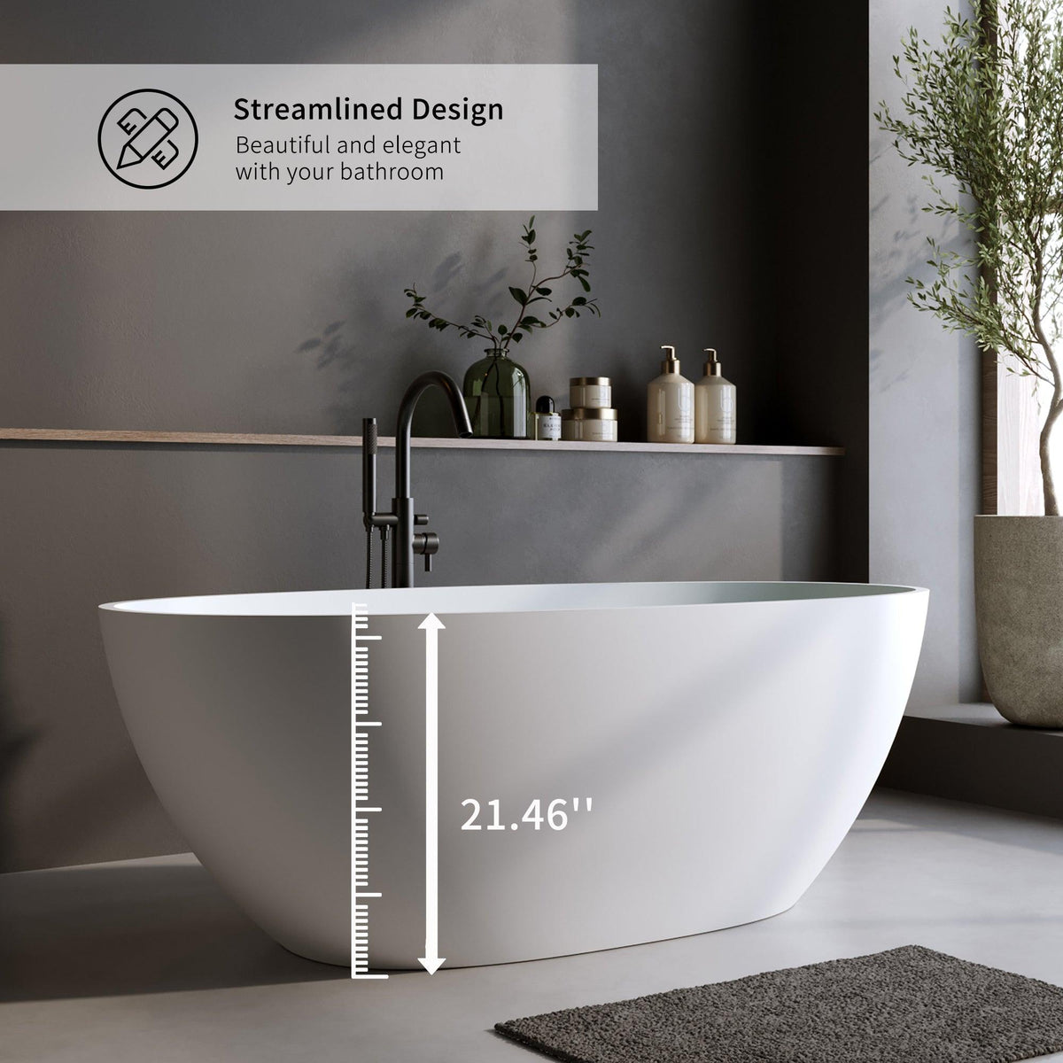 Solid Surface Matte Tub - 70.8