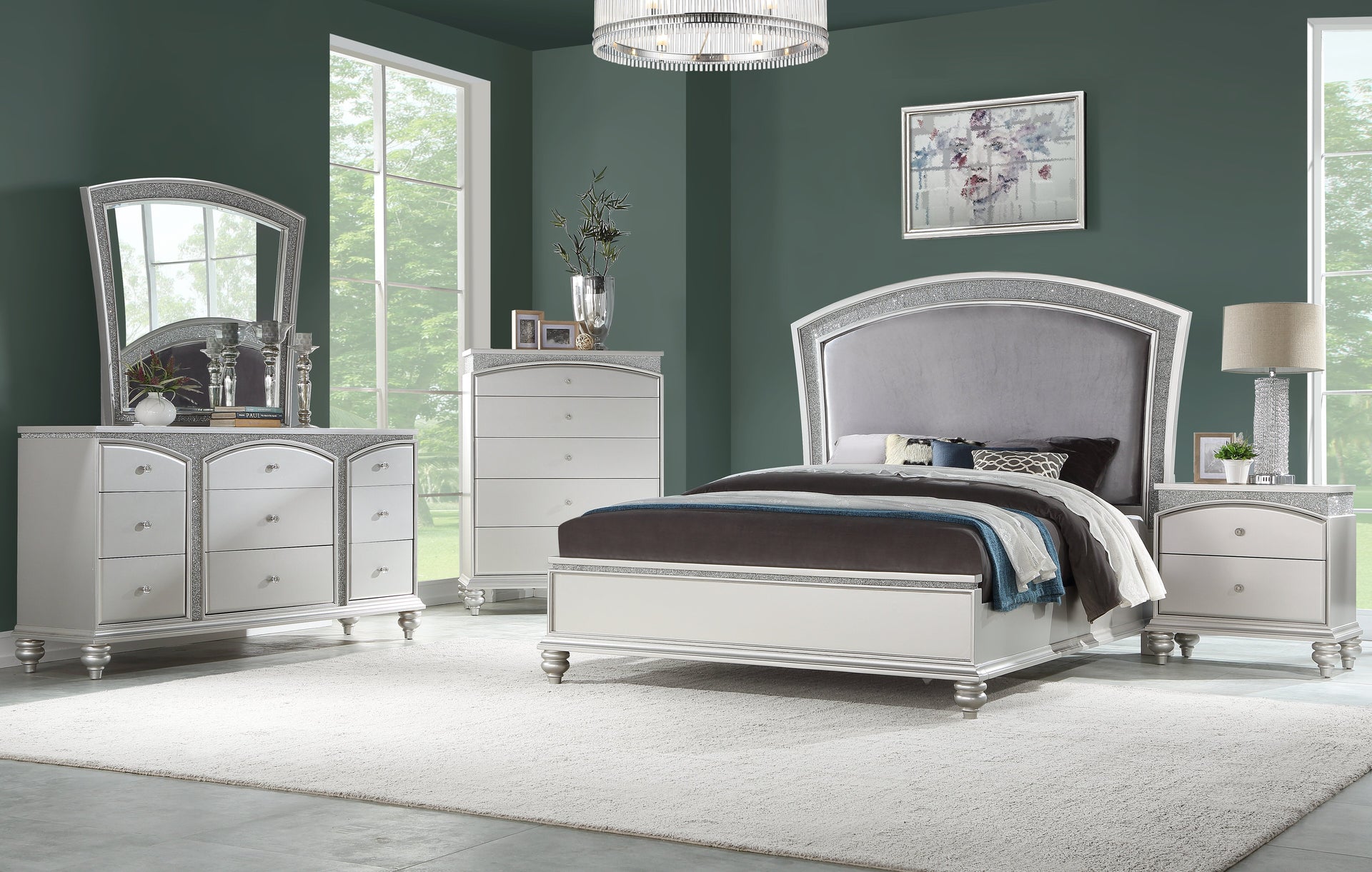 Maverick Fabric & Platinum Finish California King Bed