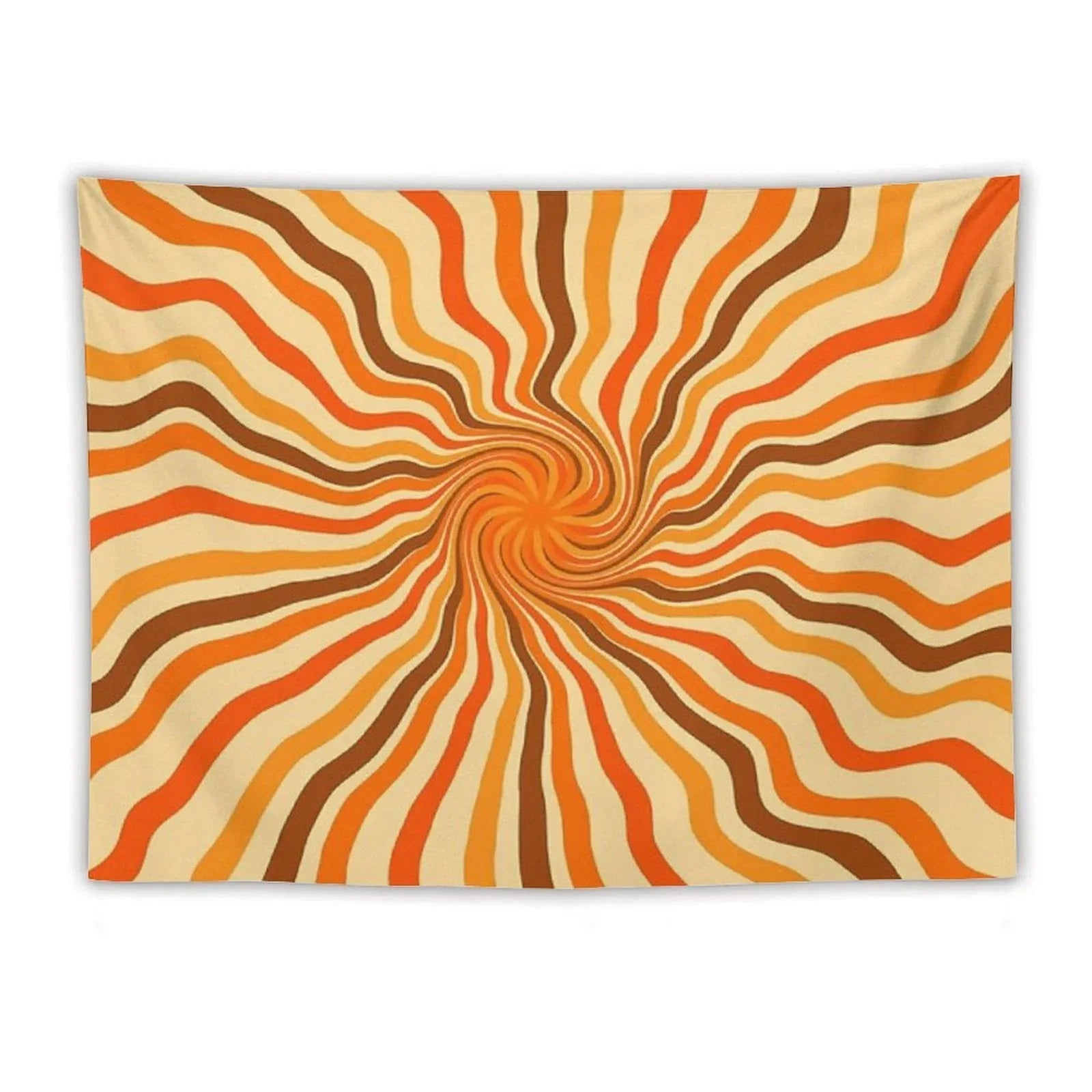 Retro 70s Hippies Swirl Twist  Old School Colors Tapestry