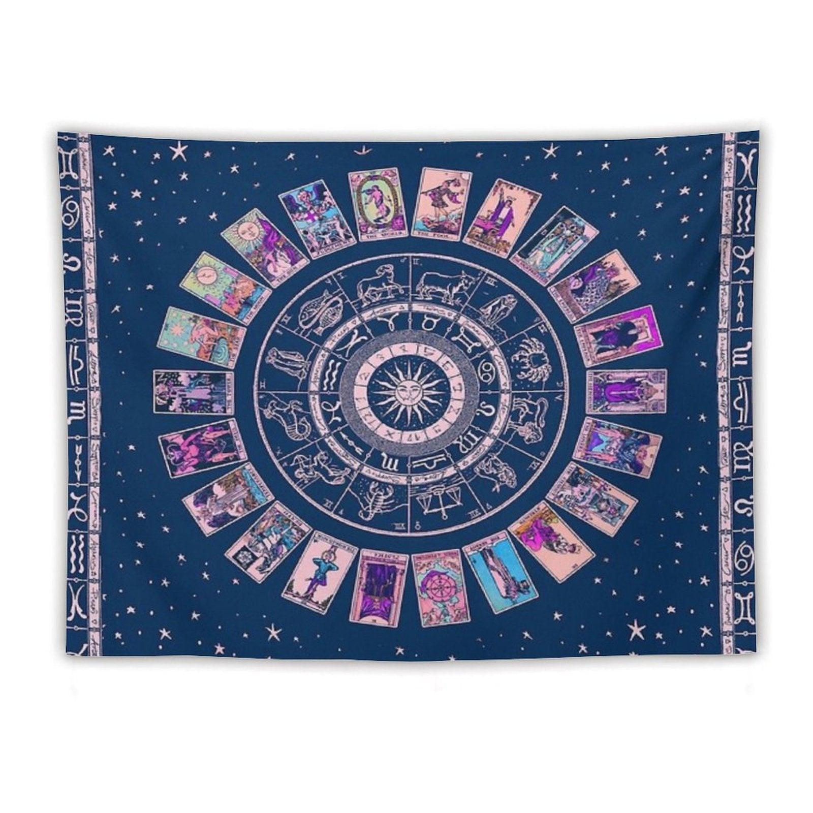 Pastel Goth Zodiac, Astrology Chart & The Major Arcana Tarot Tapestry
