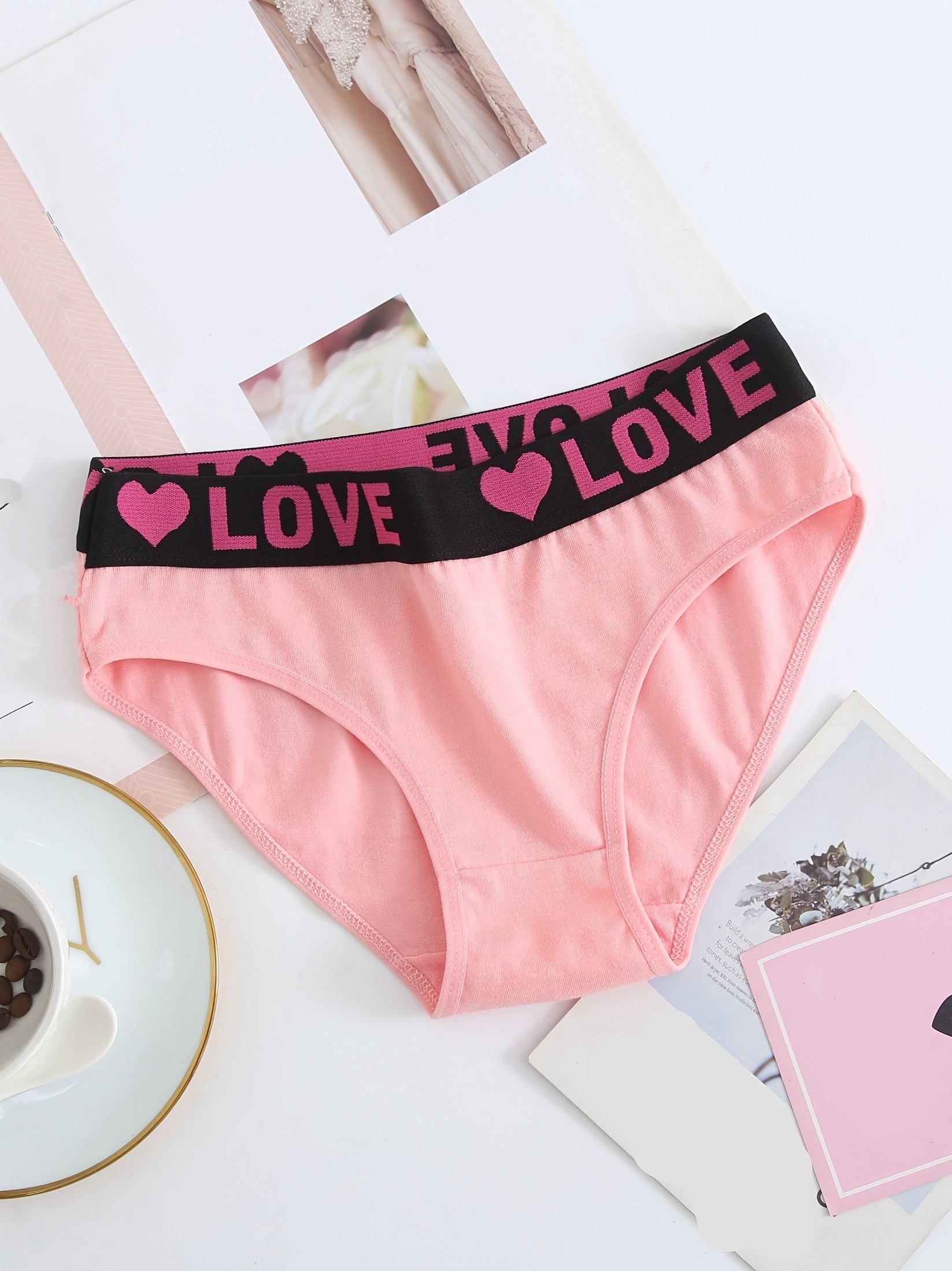 Soft Touch 6-Pack Seamless Bikini Briefs for Women – Colorful Drop Waist Cotton Panties with Stretch Fit & Alphabet Print – Women's Everyday Lingerie & Underwear Essentials for Summer