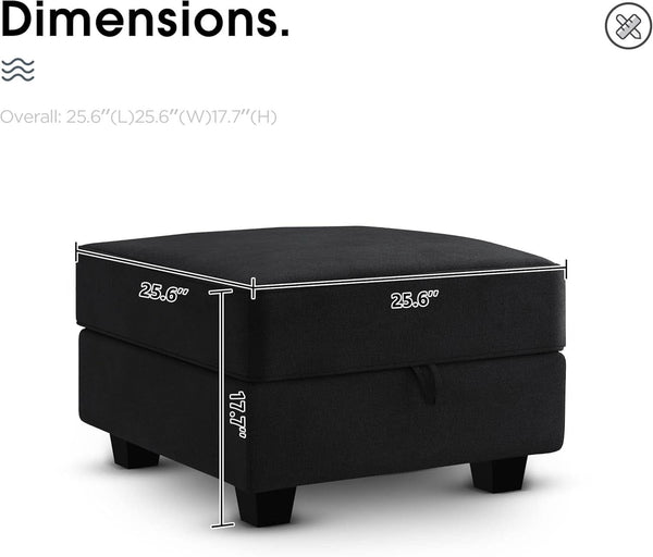 Premium Velvet Black Multifunctional Storage Ottoman