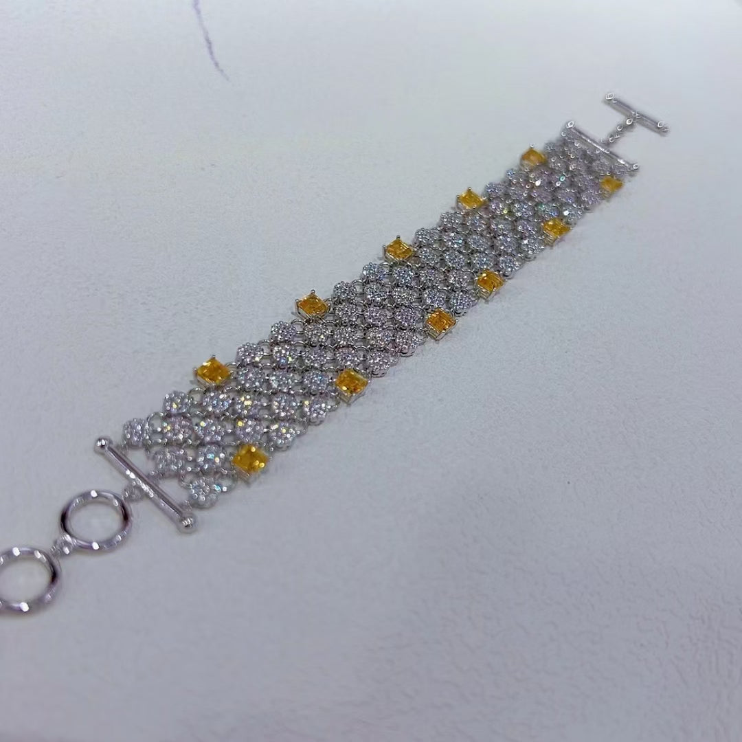 Renaissance Bracelet 925 Silver Semiprecious Stone Jewelry Citrine and Topaz