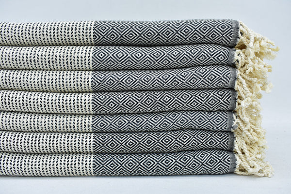 Dotty Diamond Black Turkish Towel