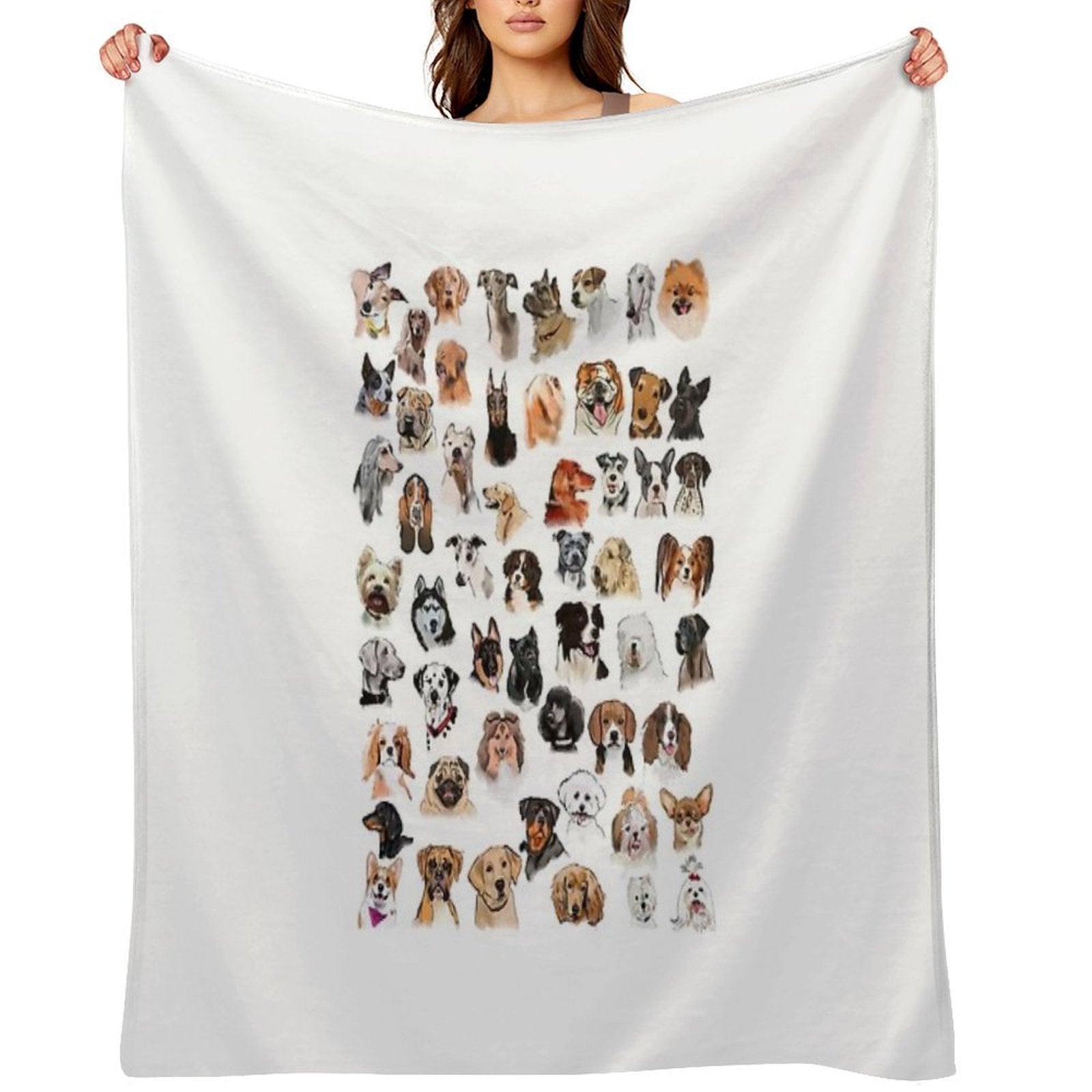 Dog Breed Paintings Anti-pilling Throw Blanket