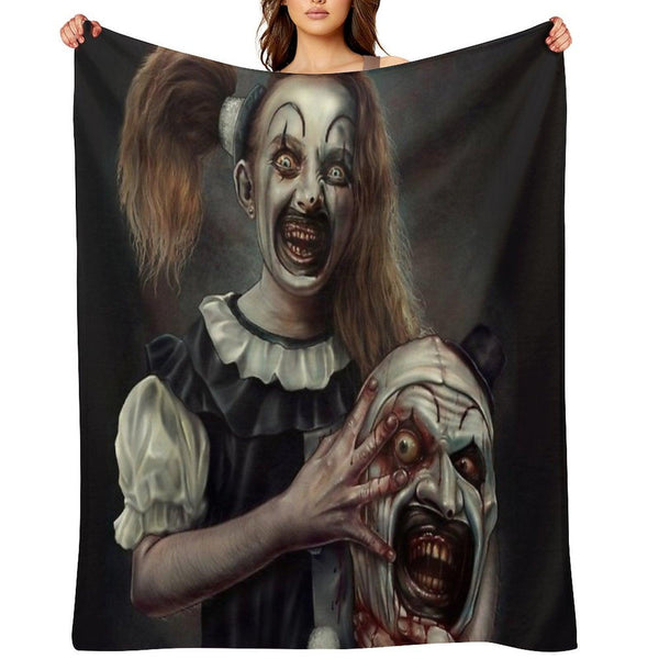 Terrifier 2- The Little Pale Girl Throw Blanket