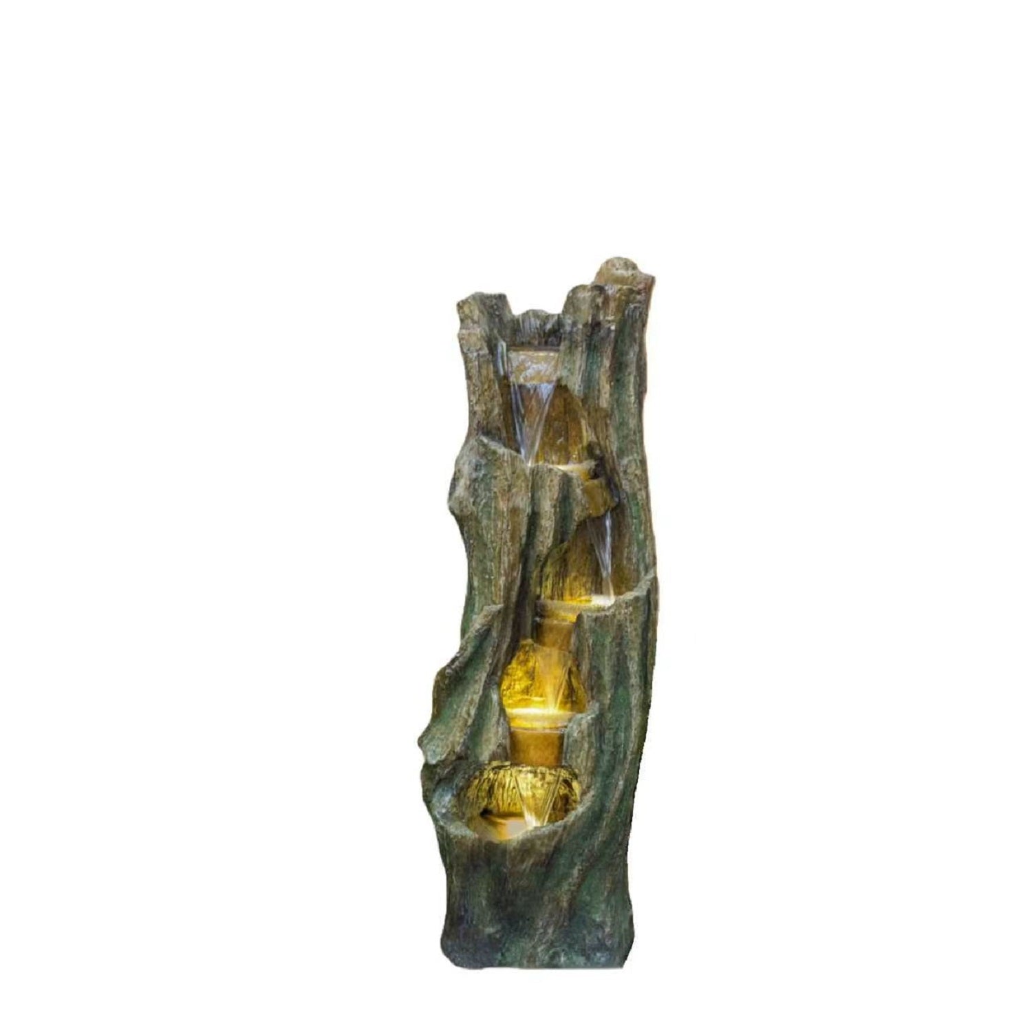 Resin Tree Trunk Outdoor Fountain 39 Inch with LED