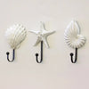 Coastal Seashell & Starfish Wall Hooks – Set of 3