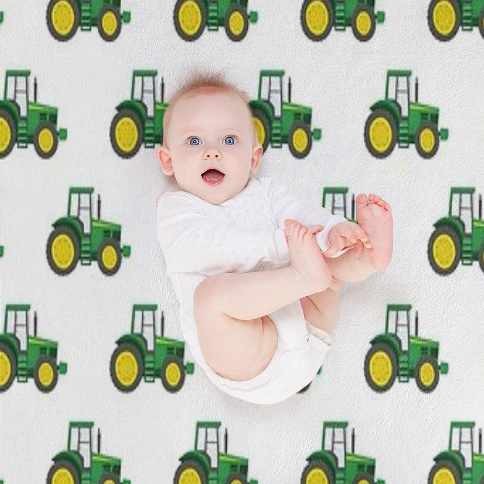 Green Tractors - Farming - Farm Themed Throw Blanket