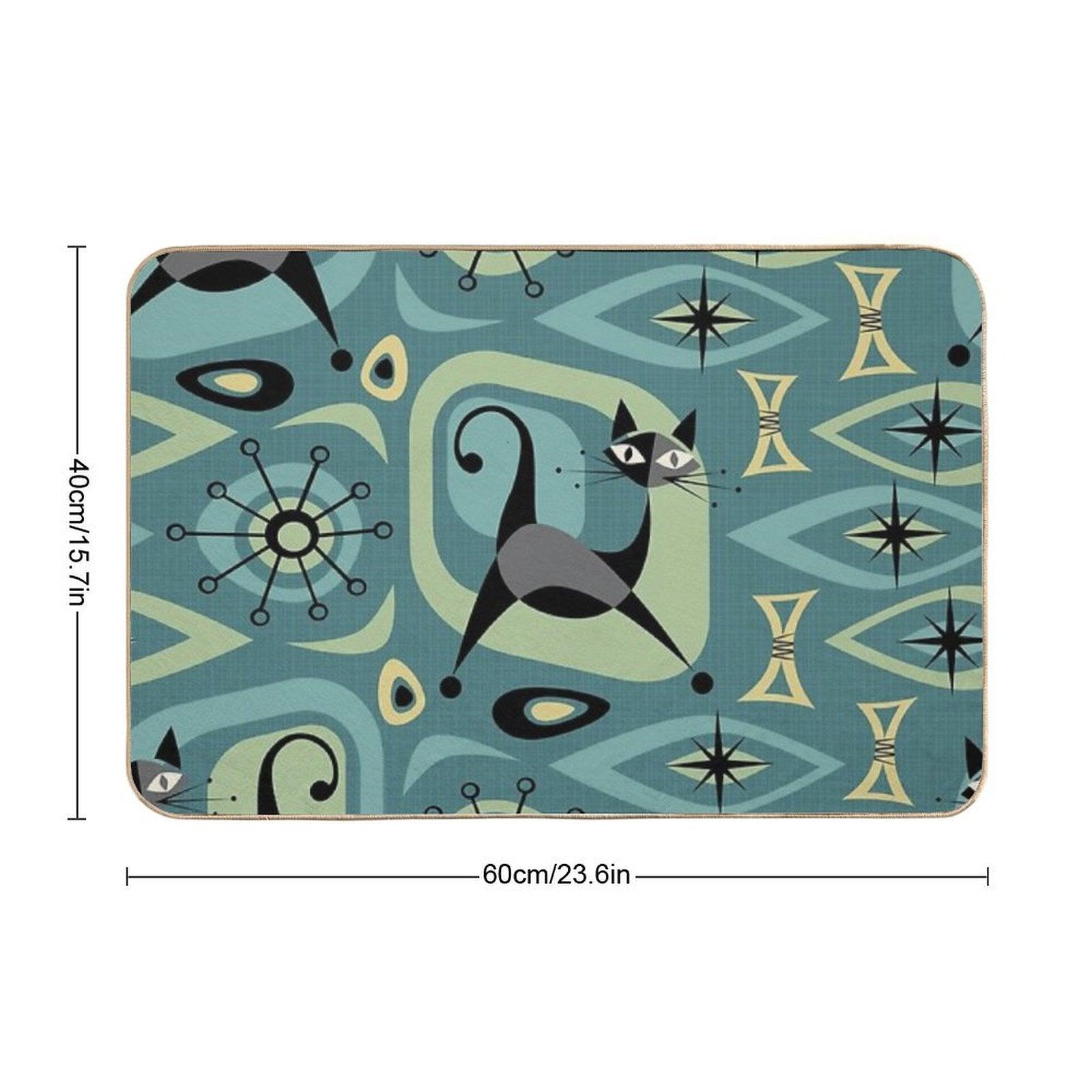 Mid Century Cat Abstract ©️studioxtine Bath Mat