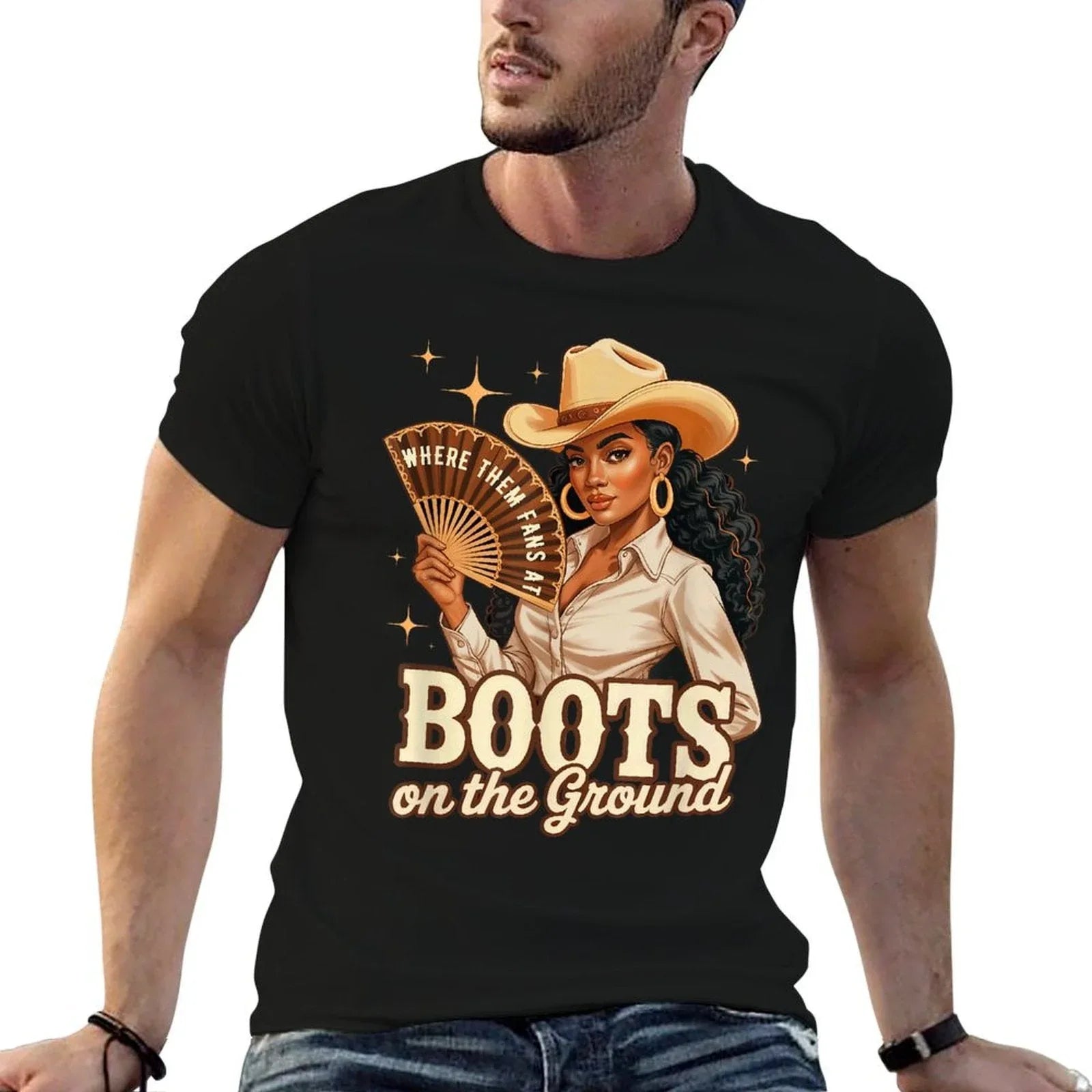 Boots On Ground Juneteenth Melanin Cowgirl Western Rodeo  Tagless Design T-Shirt