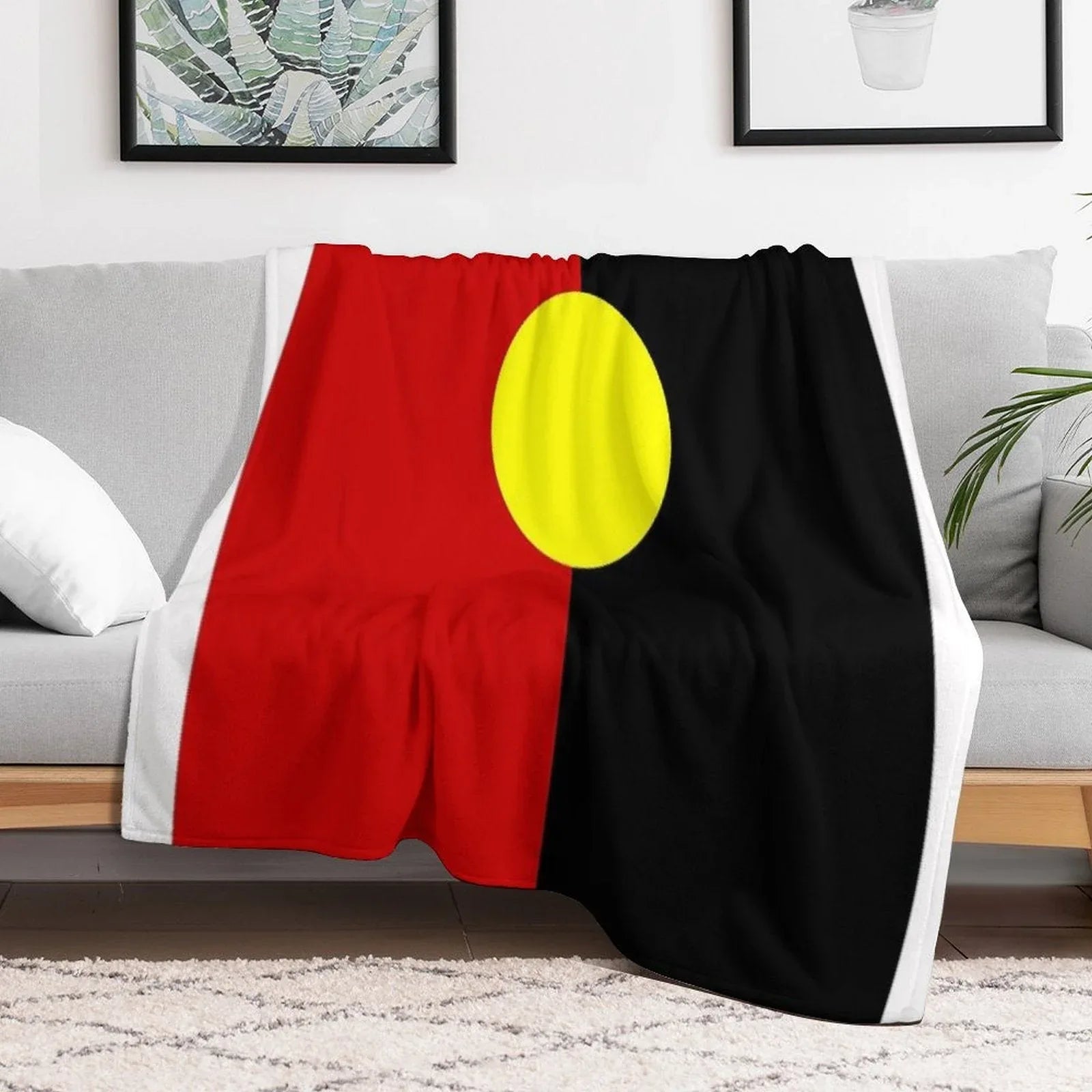 Australian Aboriginal Flag Throw Blanket