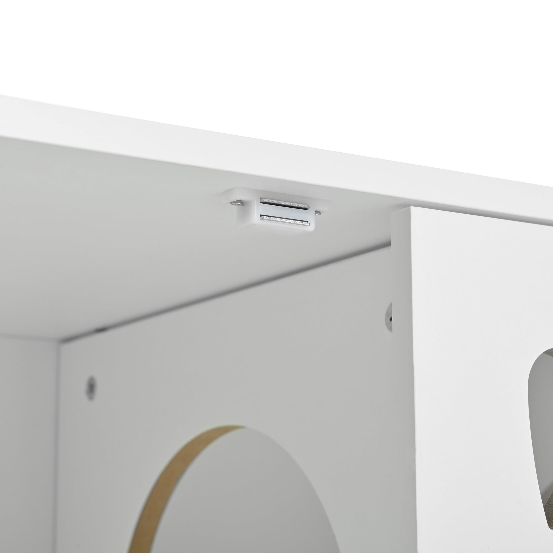 Furniture Style Cat Cabinet Cream White Cat Litter Box with Sisal Scratching Door MDF