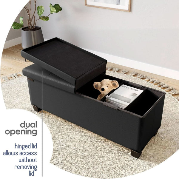 Black Forty ThreeInch Premium Multifunctional Storage Ottoman Bench