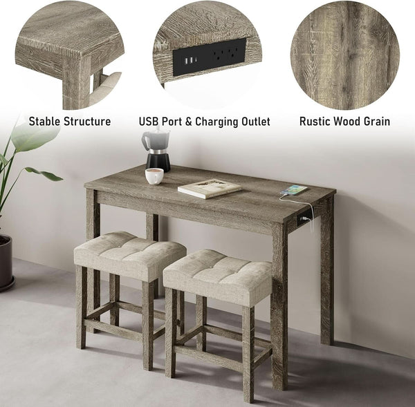 Sophisticated Walnut Finish Counter Height Bar Table
