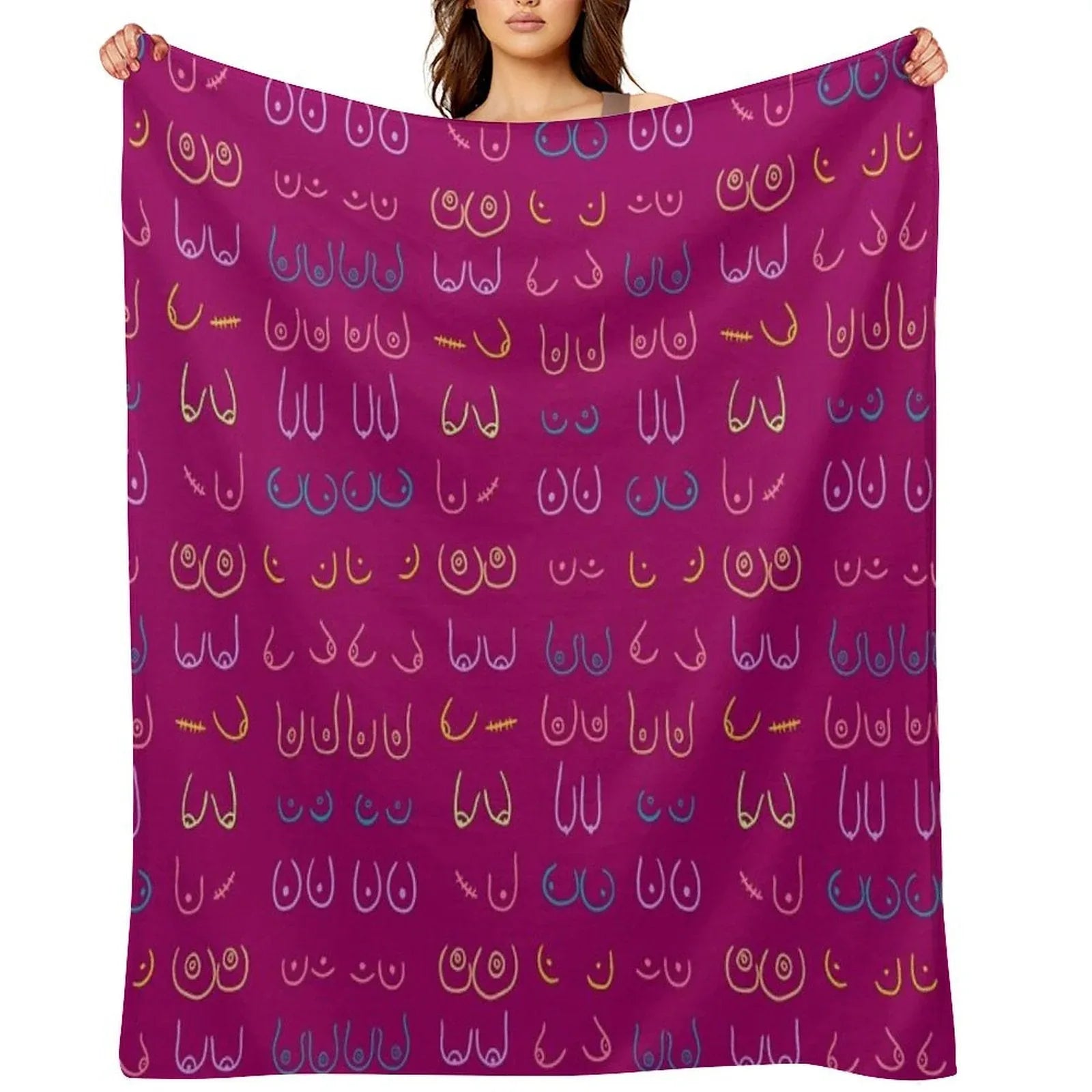 BOOBIES PASTEL PATTERN PINK Throw Blanket