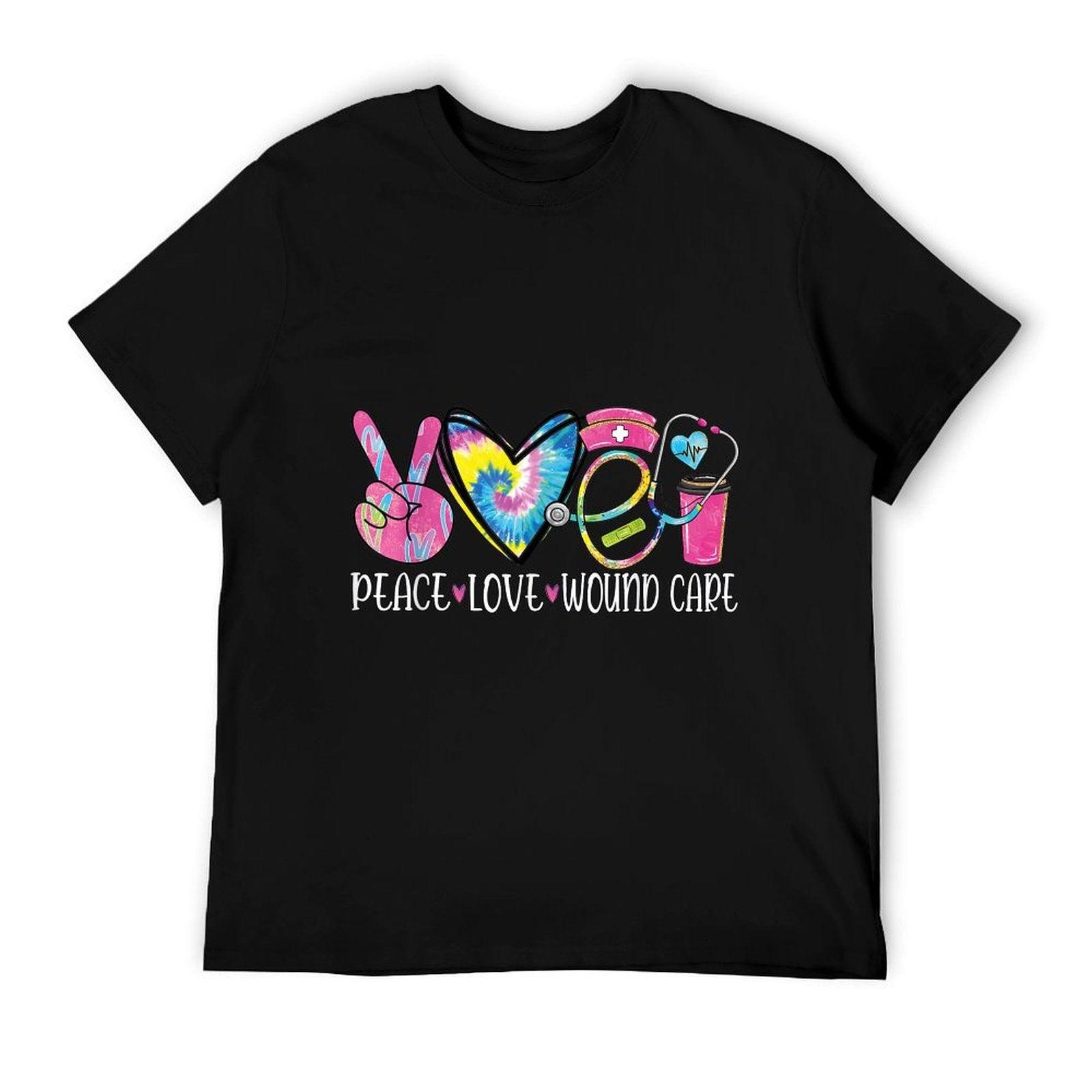 Peace Love Wound Care Nurse Nursing Heart Stethoscope T-Shirt