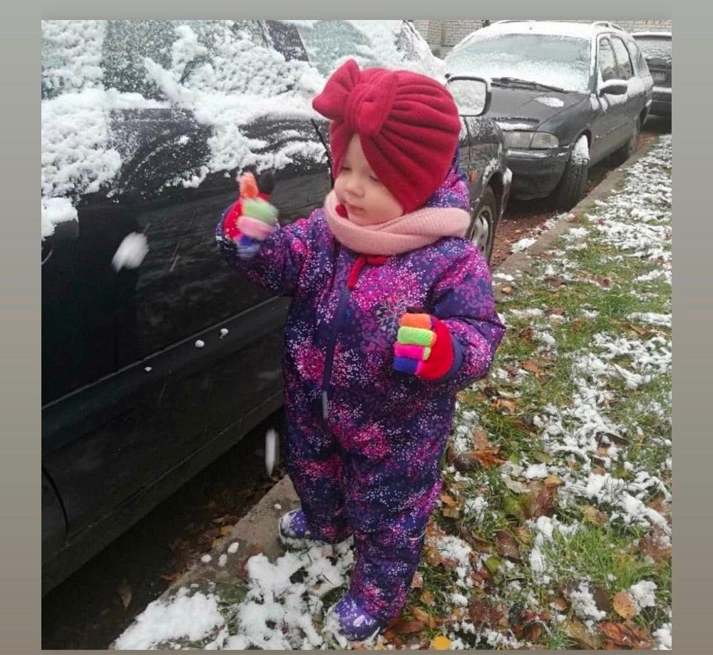 Baby Cotton Hat  Autumn Winter Children Scarf Hat Sets  Bowknot Ear Baby Girl Boy Warm Beanies Cap Neck Warmer Scarf Fleece Balaclava Hood Ski Mask Cold Weather Face Mask Neck Warmer Winter Nose Warmer
