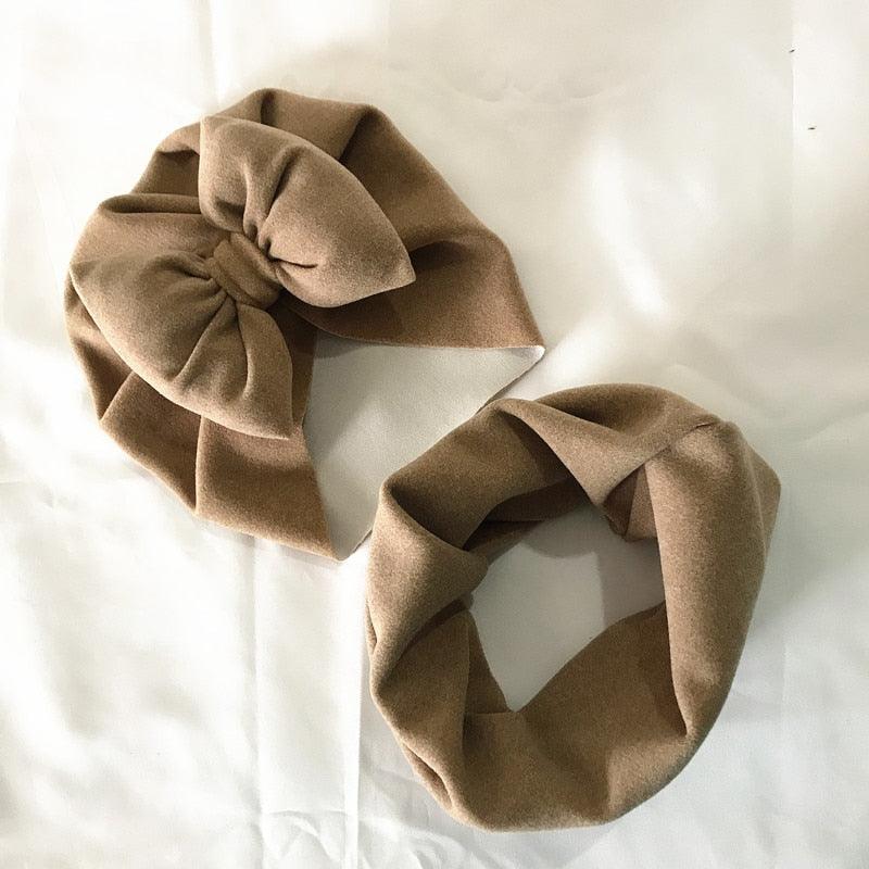 Baby Cotton Hat  Autumn Winter Children Scarf Hat Sets  Bowknot Ear Baby Girl Boy Warm Beanies Cap Neck Warmer Scarf Fleece Balaclava Hood Ski Mask Cold Weather Face Mask Neck Warmer Winter Nose Warmer