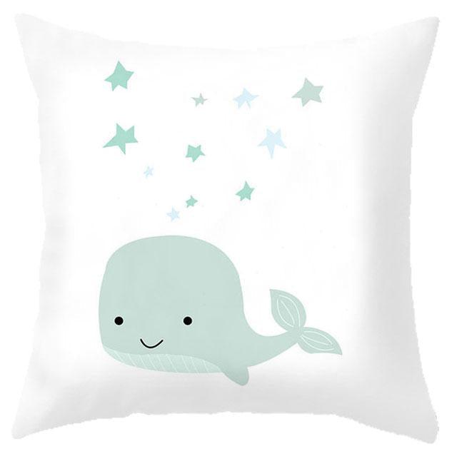 Baby Cushion Whale Print Kids Decoration Cute Rabbit Bear Eyelashes Love Decorative Bunny Pillow Case Cute Animal Little White Rabbits Pillows For Home  45x45CM
