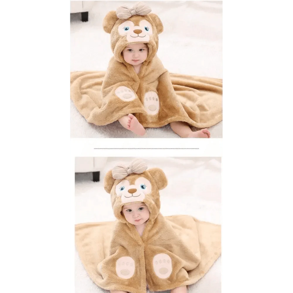 Baby Cute Princess Pink Cartoon Soft Bath Towels For Babies Unique Design Baby Hooded Bathrobe Towels For Infant And Toddler