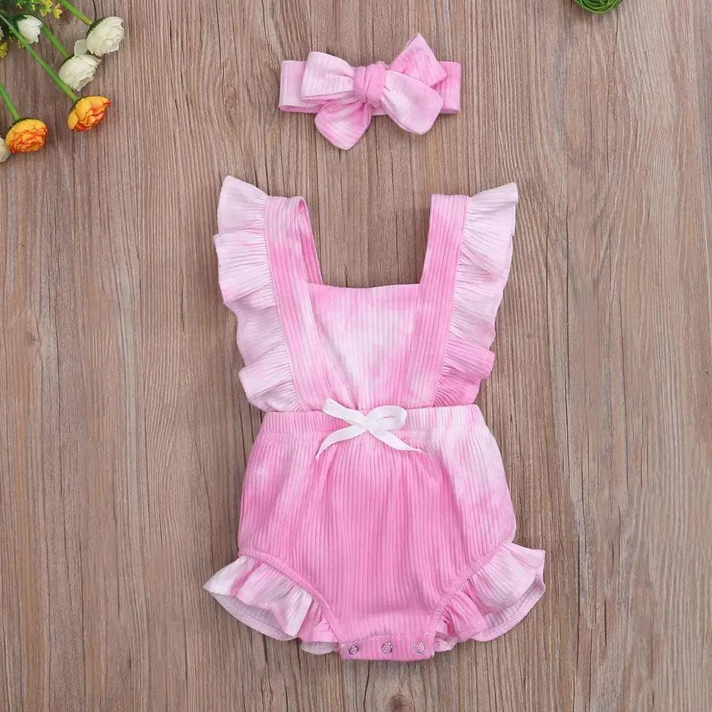 Baby Girl Ruffled Solid Color Sleeveless Backless Romper Jumpsuit Comfy Outfit Excellent Gift For Your Baby Girl