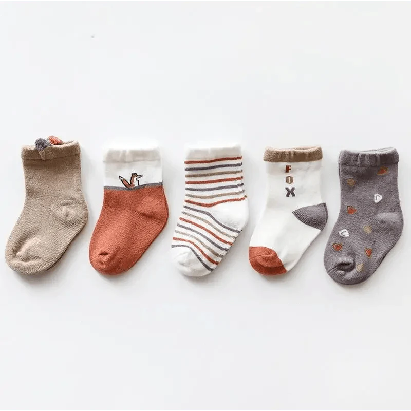 Baby Girls Cotton Cartoon Autumn Socks For Newborn Toddler Unique Style Soft Material Cute Colors
