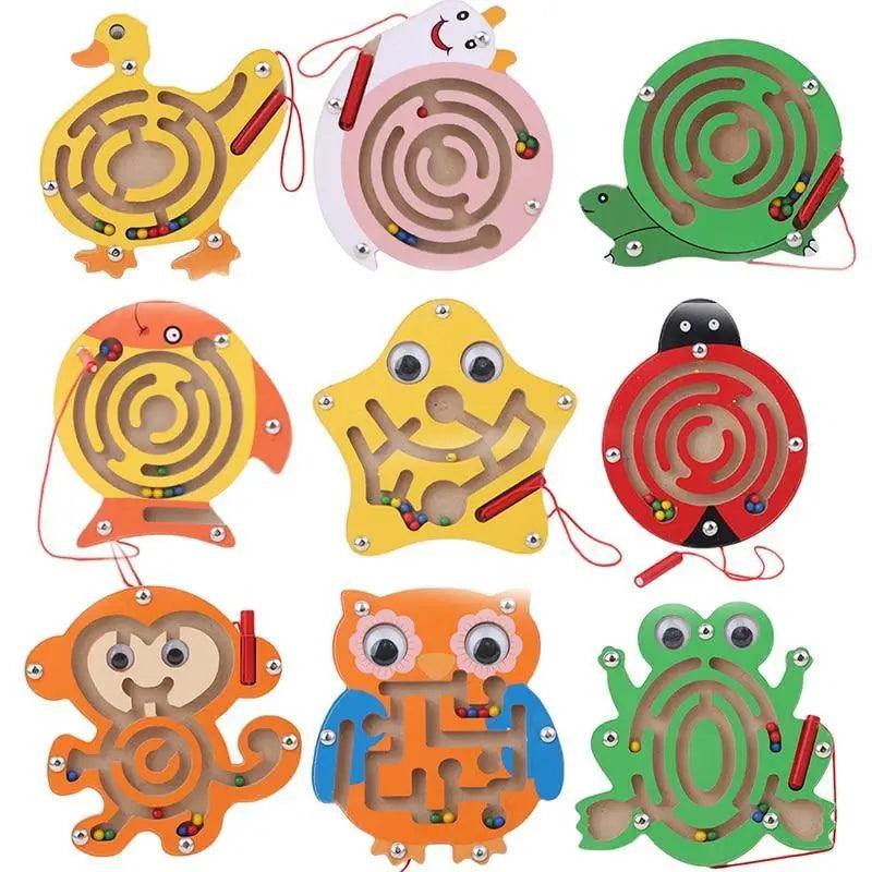 Baby Wooden Toy for Children Magnetic Maze Balance Board Wood game , Maze Puzzle baby Toys  0-12Months