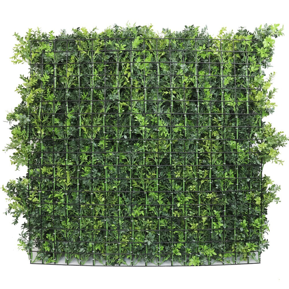 Dark Green Dense Boxwood Artificial Vertical Garden Green Wall Panel 40×40in 11 SQ FT – NFPA701 Fire Rated – Metal Backed – UV Resistant – Commercial Grade