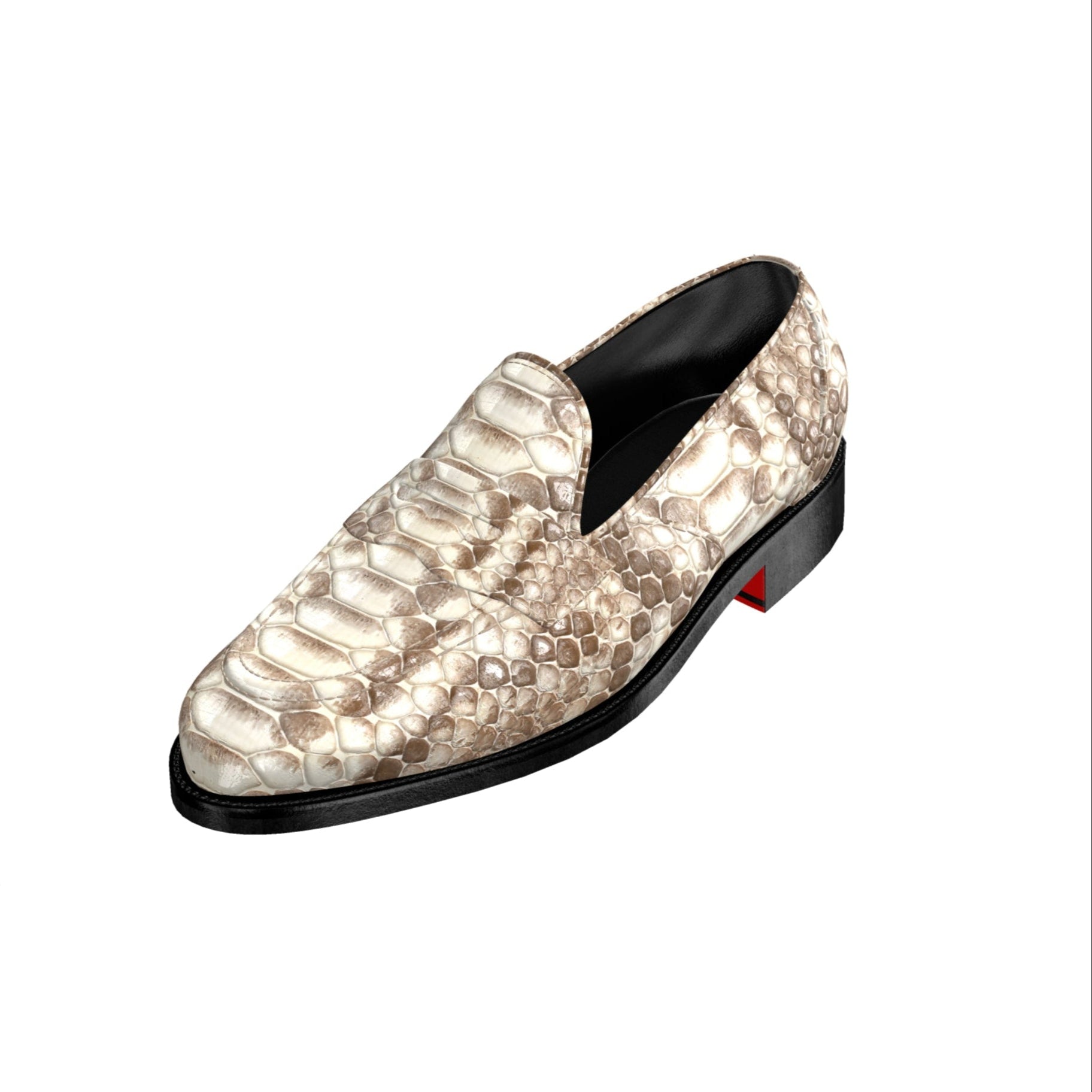 Dralyon2 - Real Exotic Snake/Python skin leather red bottoms loafers