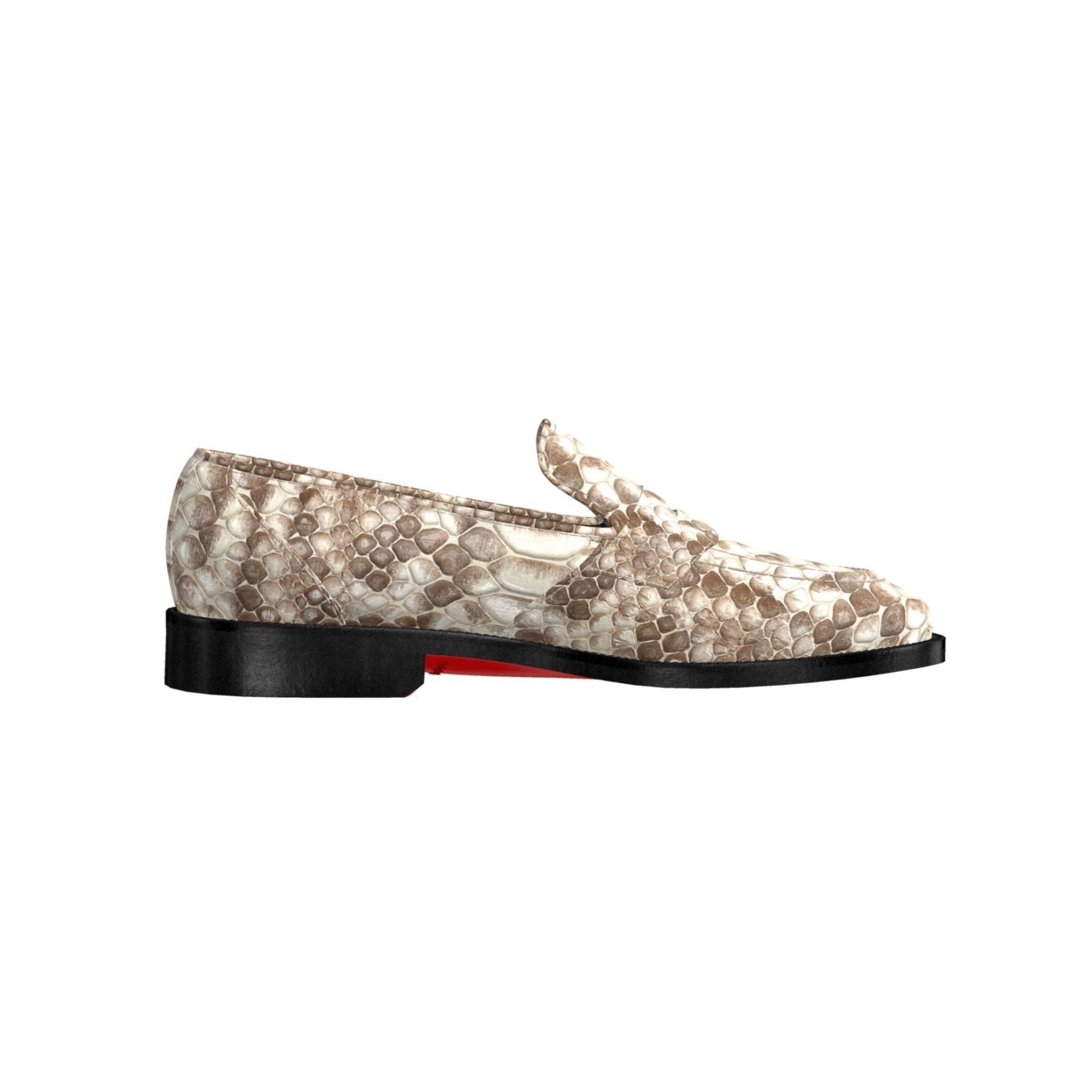 Dralyon2 - Real Exotic Snake/Python skin leather red bottoms loafers