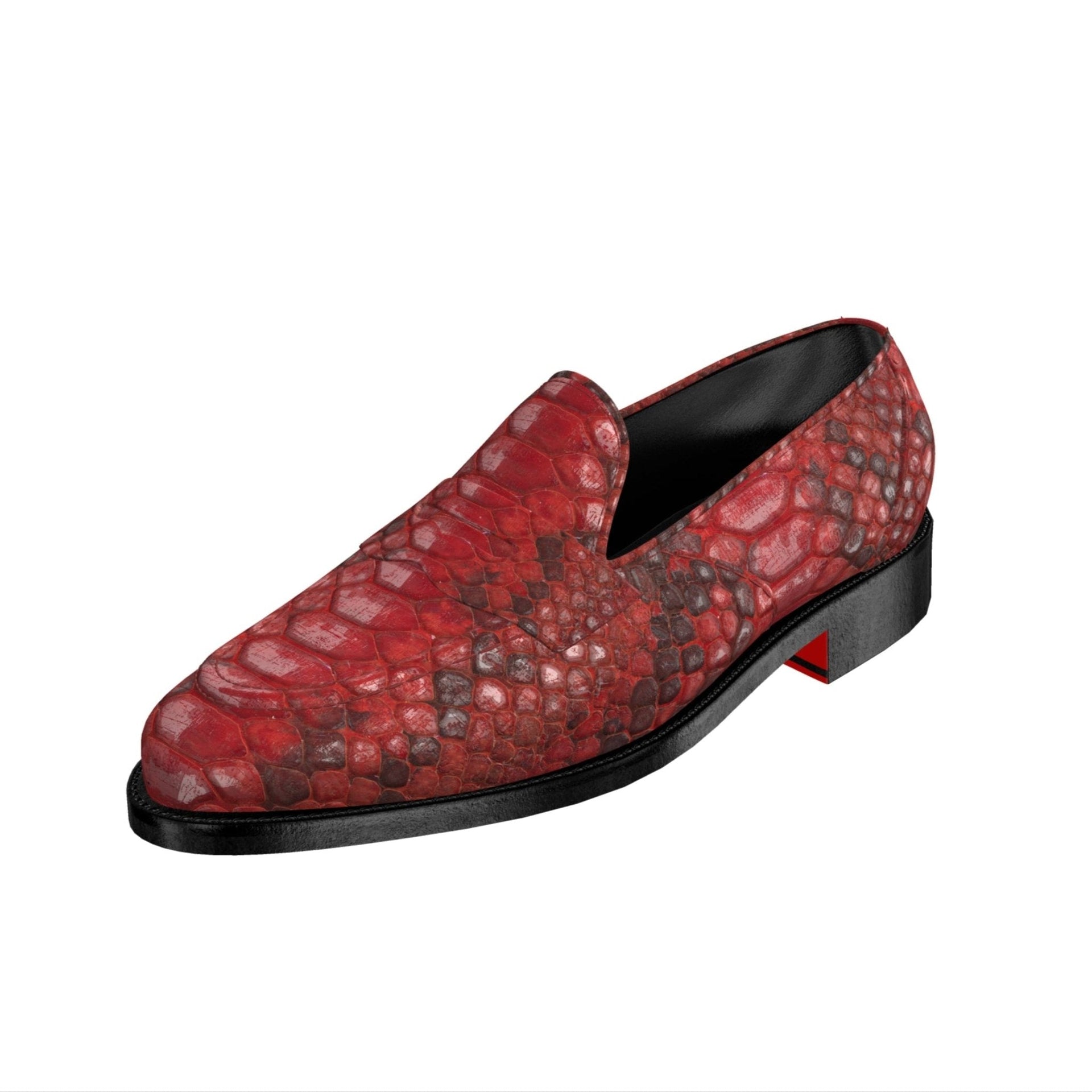 Dralyon2 - Real Exotic Snake/Python skin leather red bottoms loafers