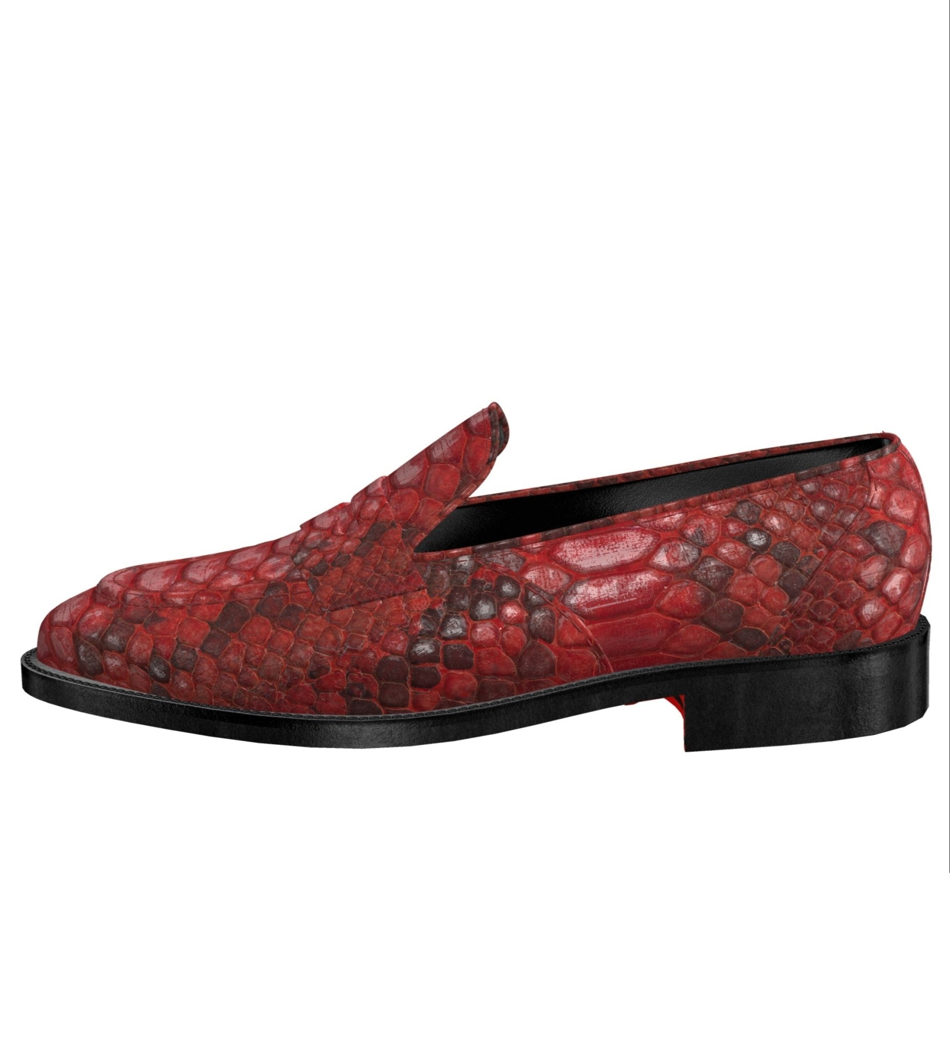 Dralyon2 - Real Exotic Snake/Python skin leather red bottoms loafers