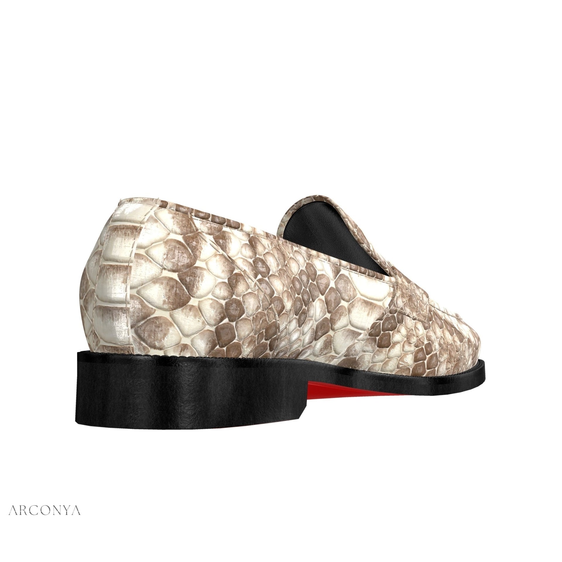 Dralyon2 - Real Exotic Snake/Python skin leather red bottoms loafers