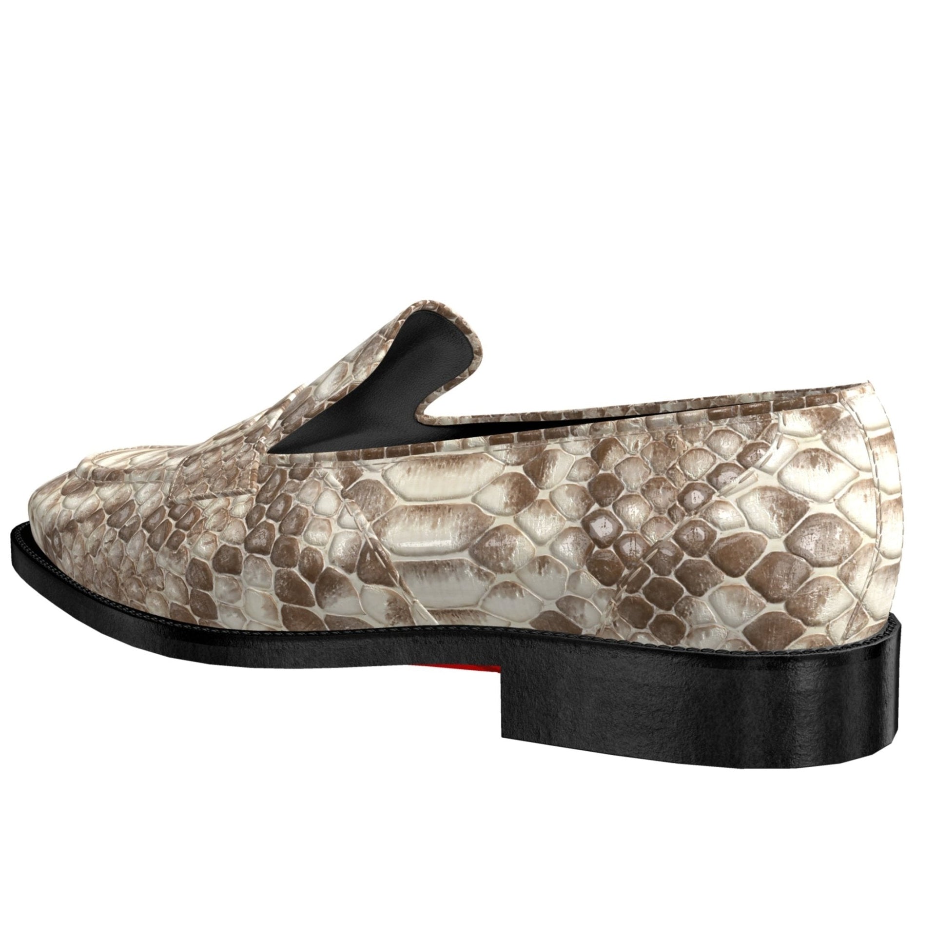 Dralyon2 - Real Exotic Snake/Python skin leather red bottoms loafers