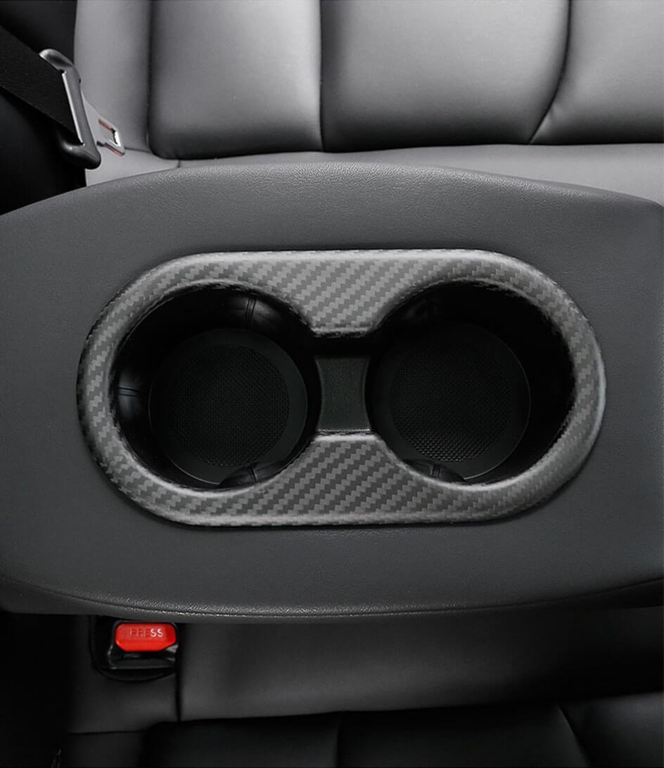 Backseat Cup Holder for Tesla Model 3 Model Y - Carbon Fiber Interior Mods