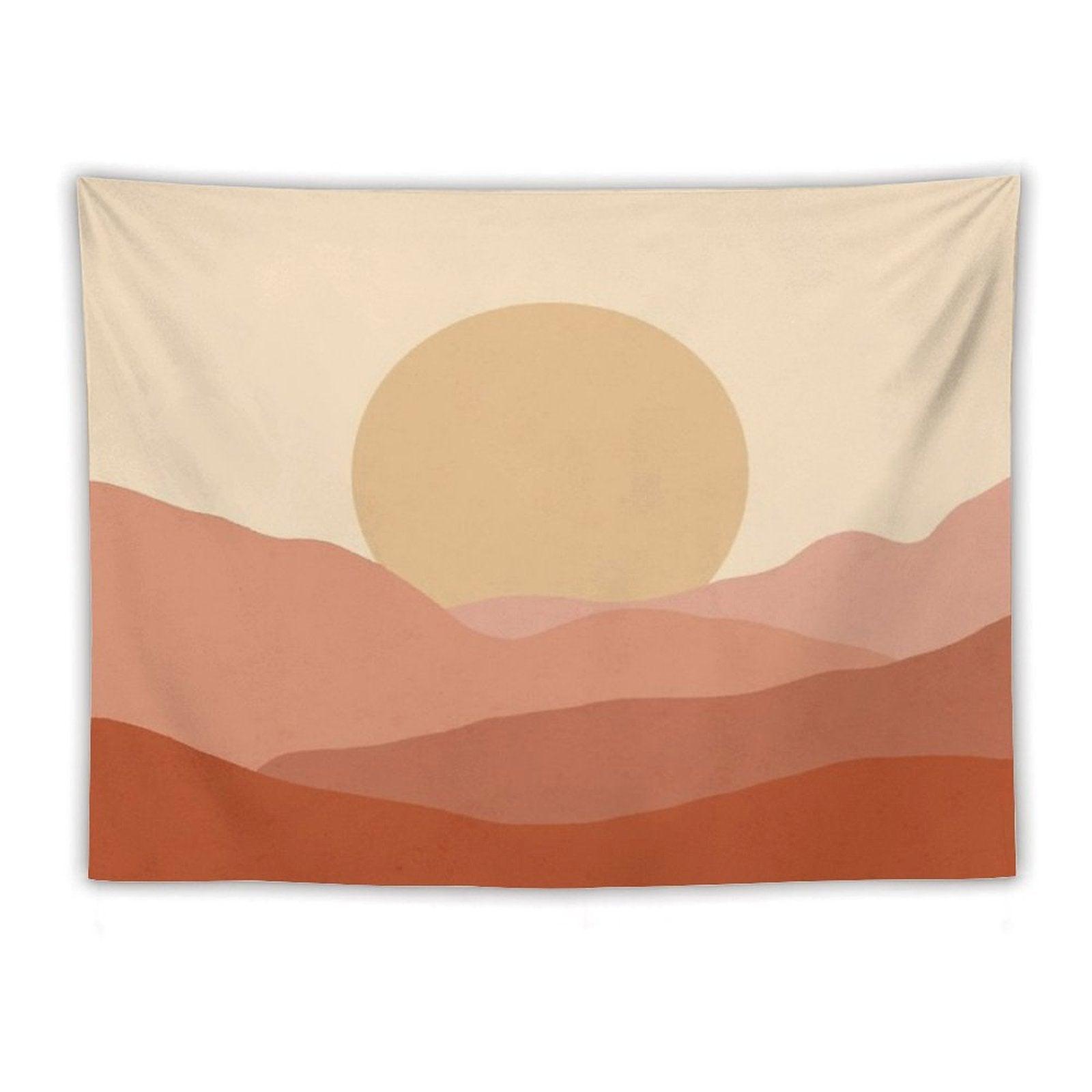 Minimalist Landscape Earth Tones Design  Muted Tones Tapestry