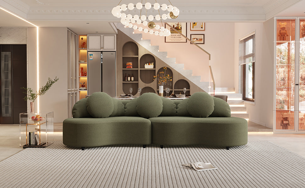 103.5'  Modern Living Room Sofa Lamb Velvet Upholstered Couch Furniture for Home or Office(Old SKU:SG000860AAF),Green