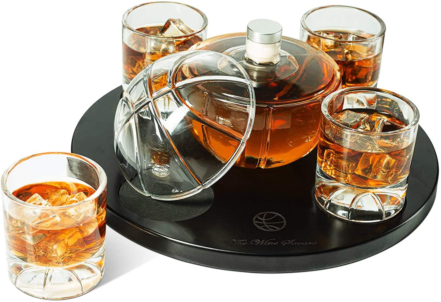 Basketball Decanter Set, Whiskey Scotch or Bourbon Decanter Perfect for Basketball Enthusiasts by The Wine Savant