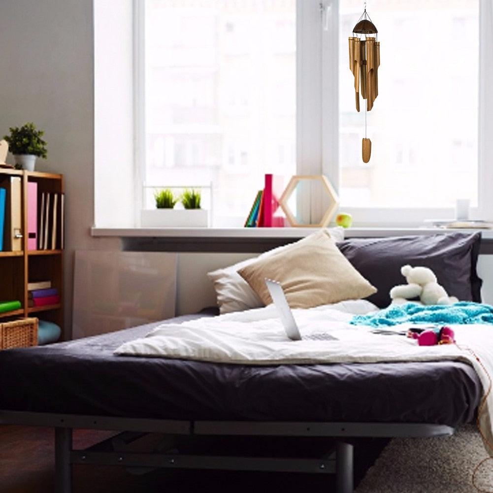 Bamboo Wind Chime Handmade Indoor Outdoor Wall Hanging Wind Chimes Decorations Garden Hanging Decorations Remembrance Condolence Sympathy Gift Wind Chime