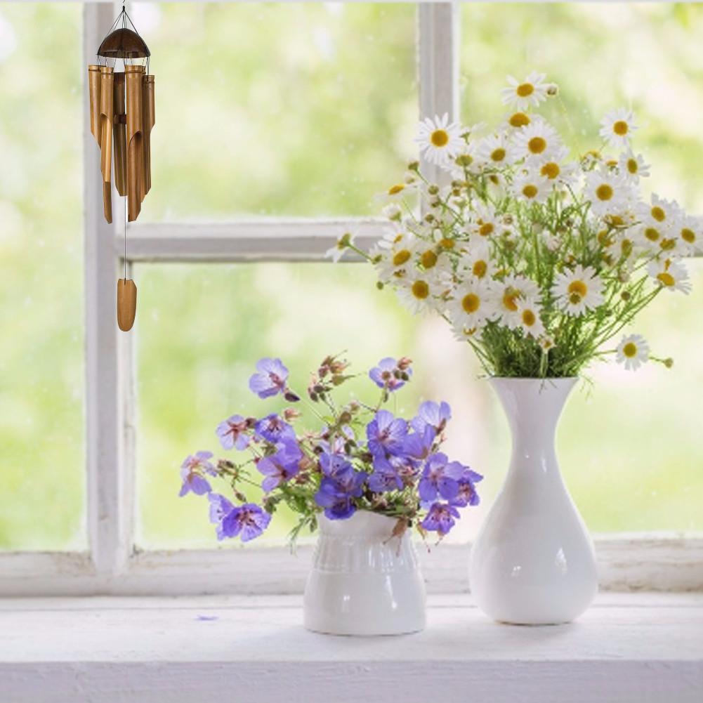 Bamboo Wind Chimes Handmade Hanging Big Bell Soothing Melodic Tones Indoor Outdoor Wall Hanging Wind Chimes Great As A Gift For Balcony Home Yard Garden Decorations For Mom