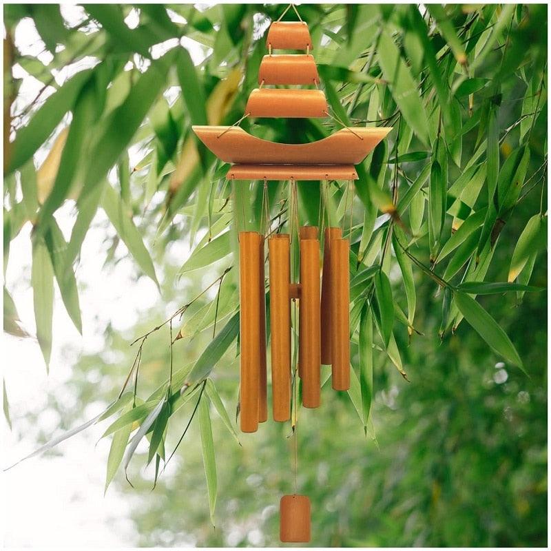 Bamboo Wind Chimes Pendant Balcony Outdoor Yard Garden Home Handmade Craft Wind Chimes With Rotating Hook Outdoor Decor Wind Chimes for Garden Patio Yard Home Antique Tubes Bell Handmade Wind Chime Wall Hanging Crafts Gift