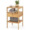 Bamboo Nightstand with Storage Drawer and Slatted Shelf-1 Piece - Natural