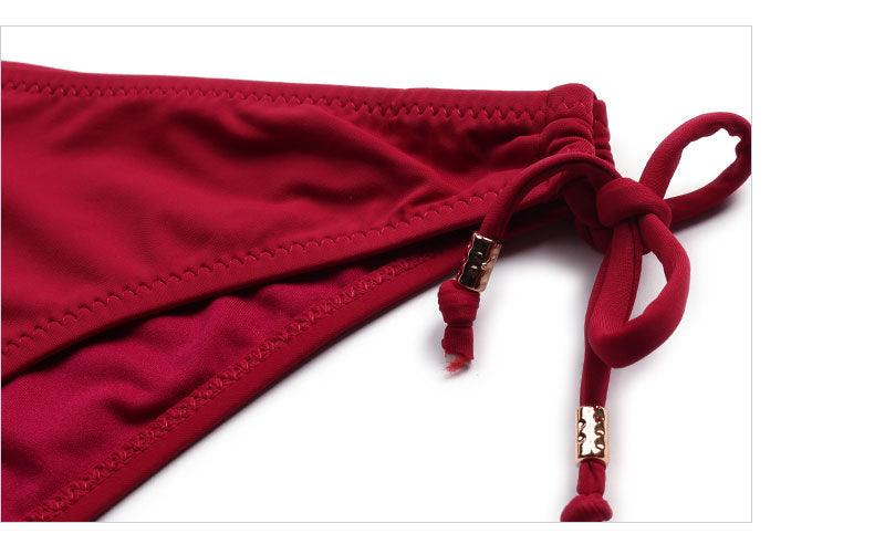 Bandage Push Up Bikini Set Solid Swimwear Women Bikini Sets Push Up Halter Swimsuits 2 Piece Underwired Bathing Suits for Ladies Summer Two Piece Swimsuit Beach Bathing Suit