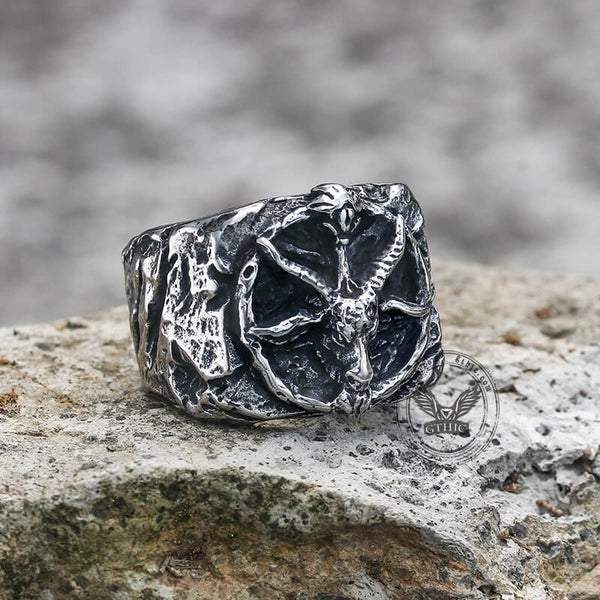 Baphomet Goat Stainless Steel Satan Ring