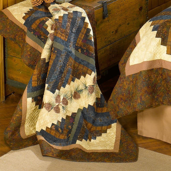 Barn Raising Pinecone Quilted Throw - Gifts for You 'n Me