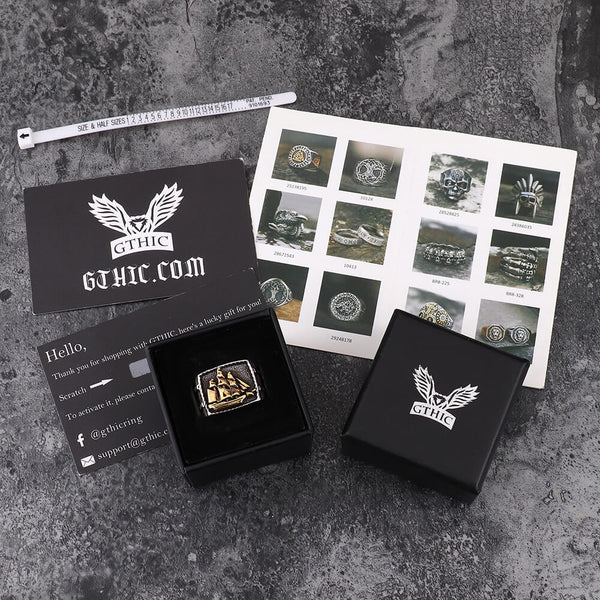 Barque Sailing Ship Stainless Steel Marine Ring